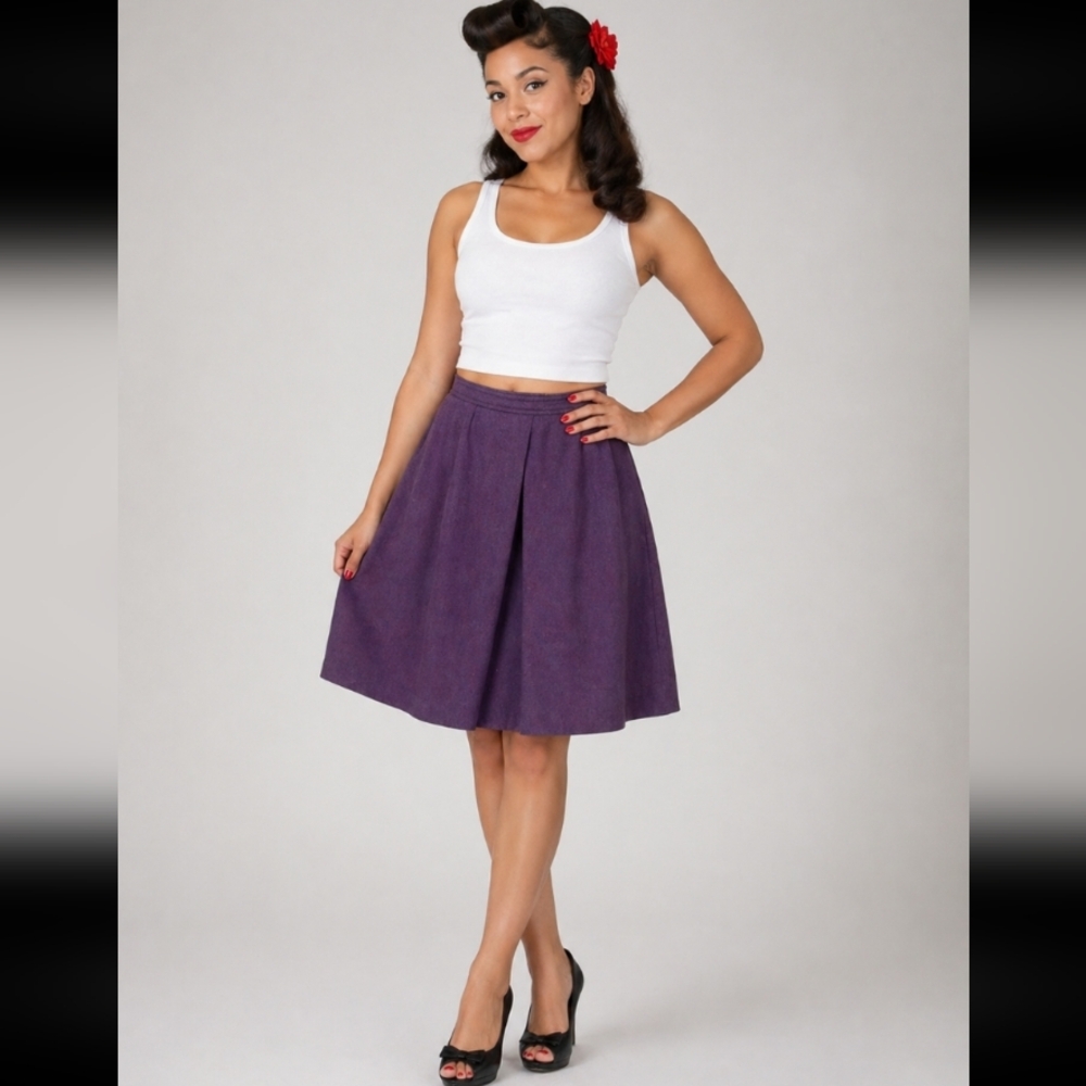 Vintage Wool Blend Pleated The Villiger Mini Skirt 14